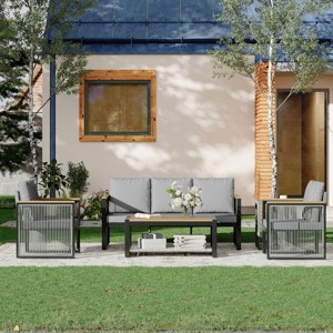 EROMMY 5 Pieces Patio Set Outdoor Furniture Sets Modern Chair Conversation Sets With Coffee Table - 1 of 4