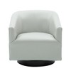 Faux Leather Wood Base Swivel Chair with Solid Wood Frame, Foam Cushion, and Transitional Styling - 3 of 4