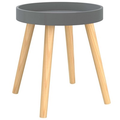 vidaXL Scandinavian Design Side Table in Gray – Engineered & Solid Pinewood Bedside or Coffee Table – Moisture Resistant, Easy Assembly