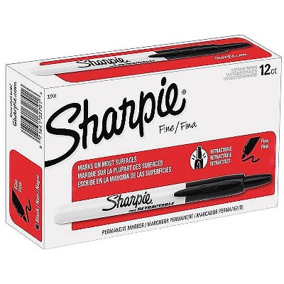 Sharpie Permanent Markers Fine Point Black Dozen (32701) 563076