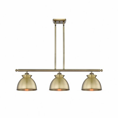 Adirondack - 3 Light Stem Hung Island In Art Deco Style-11 Inches Tall and 36 Inches Wide