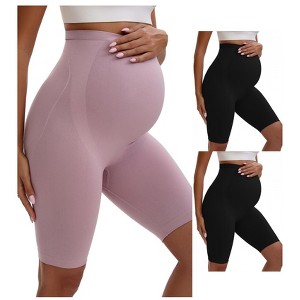 INSPIRE CHIC 3 Packs Women's Maternity High Waist Soft Belly Support Butt Lifters Thigh Slimmers - 1 of 4