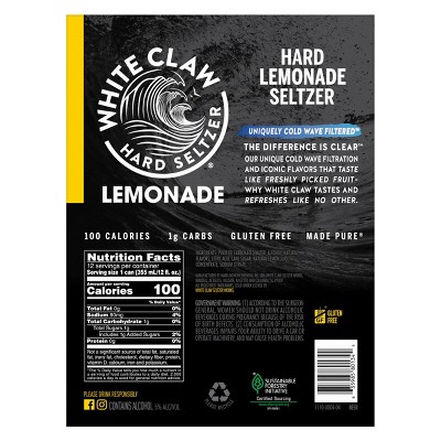 White Claw Refresher Hard Seltzer Lemonade - 12pk/12 fl oz Cans