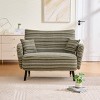 Oversized Boucle Striped Accent Chair, Upholstered Armchair with Side Storage Pocket and Wood Legs, Lounge Chair for Living Room-Koiai - 2 of 4