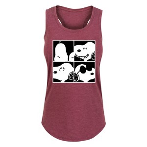 Women's - Peanuts - Faces of Snoopy Graphic Racerback Tank - 1 of 4