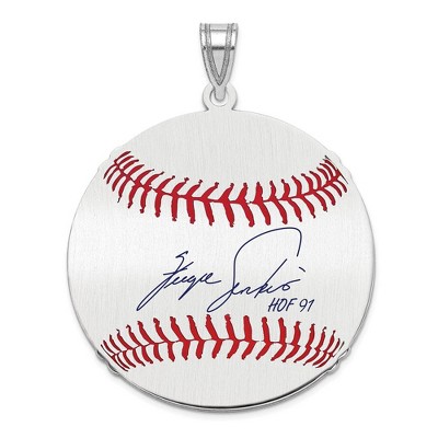 Black Bow Jewelry Sterling Silver Fergie Jenkins Signature LG Enamel Baseball Pendant