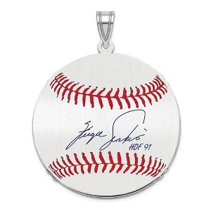 Black Bow Jewelry Sterling Silver Fergie Jenkins Signature LG Enamel Baseball Pendant - 1 of 4
