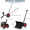 Acekool Large Snow Shovel Pusher with Wheels, 30" or 40" Wide Metal Blade, Adjustable Angle & Height Handle, Double Rod, Driveway & Walkway - 2 of 4