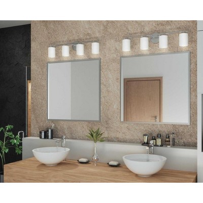 Progress Lighting Replay 4-Light Bath Vanity, Polished Nickel, Porcelain, Up/Down Mount, Brushed Nickel Finish, Shade Included