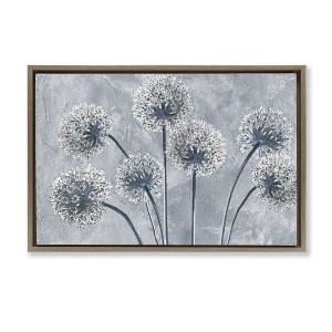 Stupell Industries Blue Onion Flowers Floating Frame Canvas Art, Brown, 31" x 21" - 1 of 4
