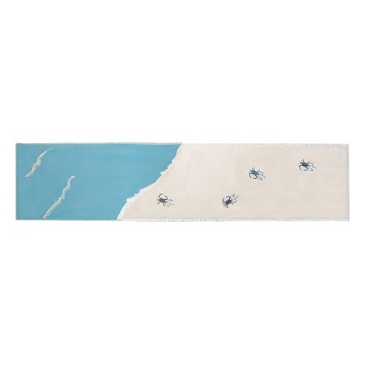 RightSide Designs Baby Crab and Beach Waves Coastal Table  Runner