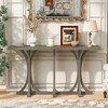 Okak Oak Veneer Wooden Console Table with Slender Curved Legs,Rubber Wood Farmhouse Entryway Table for Living Room,Hallway - 2 of 4
