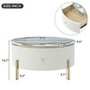 32"W Modern Round Coffee Table Cocktail Table Center Table Accent Table with 2 Large Drawers Storage,  Off White/Black/White-ModernLuxe - 4 of 4