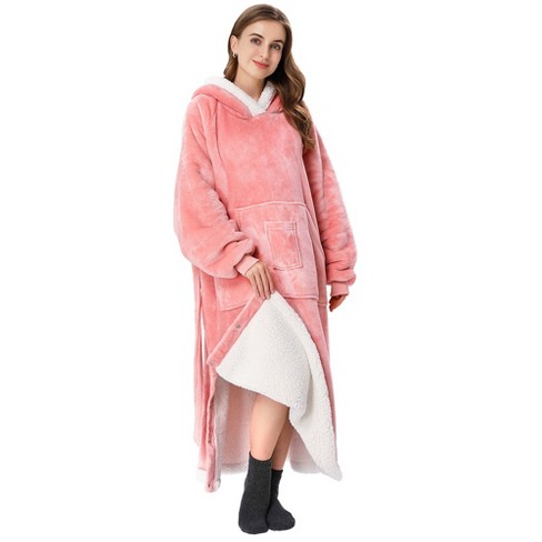 Long Faux Shearling Hoodie Wearable Blanket, Pink, Standard : Target