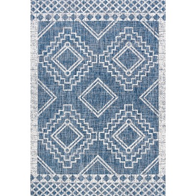 Marokko Diamond Tribal Medallion 3x5 Blue/Ivory Synthetic Rug