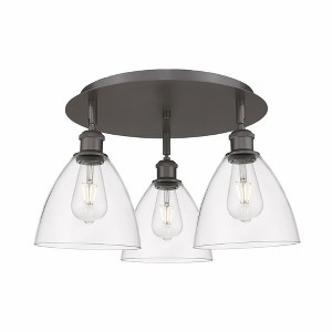 Bristol Glass - 3 Light Flush Mount In Industrial Style-10 Inches Tall and 19.25 Inches Wide - 1 of 1