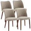 Modern Dining Chair Set of 4/6, Linen Upholstered Kitchen Chairs with So Lid Wood Legs, Wingback Ergonomic Design, Thick Cushions for Dining Room - 2 of 4
