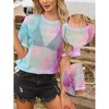 INSPIRE CHIC Women's Summer Causal Short Sleeve Crew Neck See Through Mesh Tops - 2 of 4