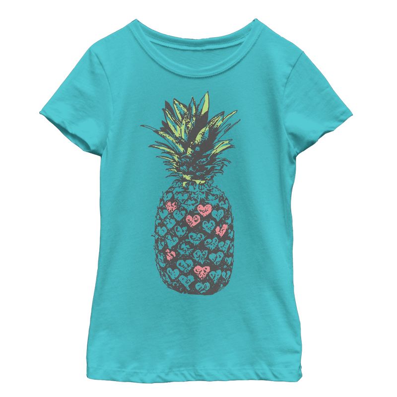 Girl's Lost Gods Heart Pineapple T-Shirt, 1 of 4