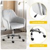 Gray Accent chair Modern home office leisure chair with adjustable velvet height and adjustable casters - 4 of 4