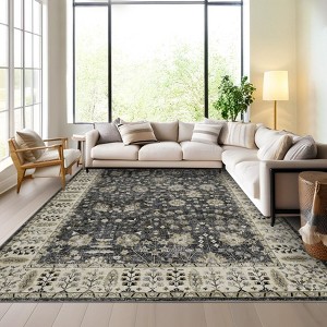 Area Rugs for Living Room Vintage Boho Floral Print Area Rug Washable Traditional Indoor Carpet for Bedroom Kitchen Dining - 1 of 4