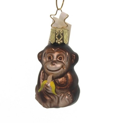 Inge Glas 2.0" Tiny Monkey Ornament Tree Dwelling Banana  -  Tree Ornaments