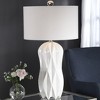Uttermost Malena Glossy White Table Lamp – Ceramic and Steel with Fabric Shade - 2 of 4