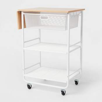  E&D FURNITURE 3 Tier Rolling Storage Cart with Wheels, White,  Sturdy, Waterproof, Adjustable, Multipurpose, Organization, Office,  Kitchen, Bedroom, Bathroom, Garage, Kids Art Cart : Office Products