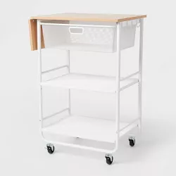 Metal Storage Cart with Mesh Drawer and Wood Top White - Brightroom™