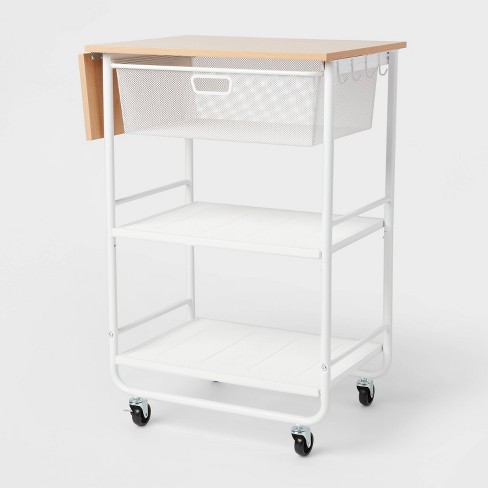 Metal Storage Cart with Mesh Drawer and Wood Top - Brightroom™ - image 1 of 3