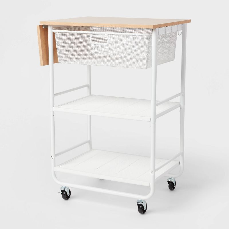 Metal Storage Cart with Mesh Drawer and Wood Top - Brightroom™, 1 of 6