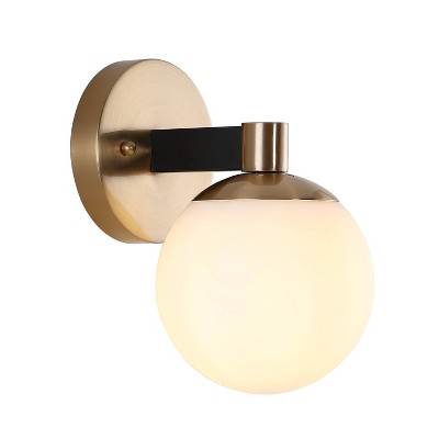 5.75" LED Metal/Frosted Glass Modernist Globe Pendent Gold/Black - JONATHAN Y