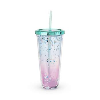  fullstar Glass Cups with Lids and Straws - Drinking