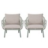 Set of 2 Outdoor Arm Chairs with Plastic Frame and Cushions,Modern Weather Resistant Lounge Chairs for Garden,PP Patio Arm Chair-Koiai - 2 of 4