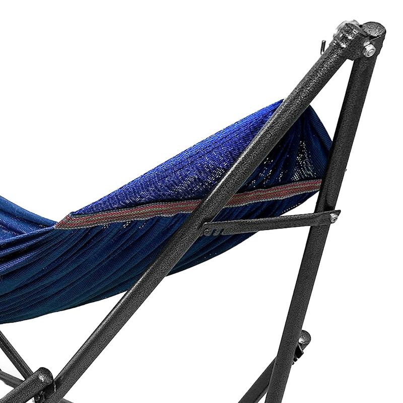 Tranquillo Universal 106.5 Inch Double Hammock Swing with Adjustable Powder-Coated Steel Stand and Carry Bag for Indoor or Outdoor Use, Aegean, 4 of 7