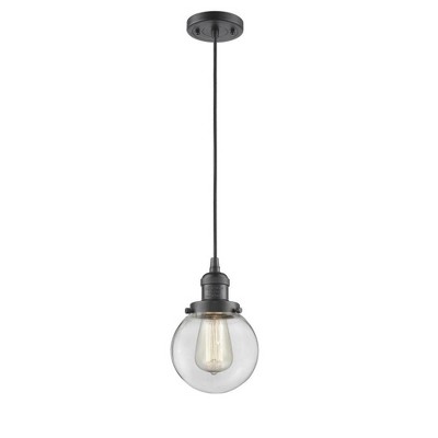 Beacon - 1 Light Cord Hung Mini Pendant In Industrial Style-9.5 Inches Tall and 6 Inches Wide