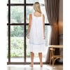 ADR Women's Cotton Nightgown, Embroidered Floral Sleeveless Summer Vintage Night Dress Gown - 3 of 4