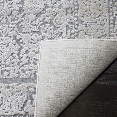 Elegant Floral Essence Light Grey & Cream Hand-Knotted Runner Rug