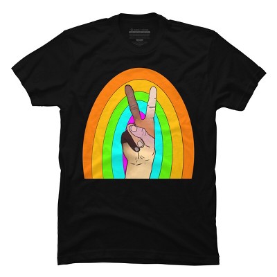 Design By Humans Peace Hand Symbol Stripes By PaperRescueDesigns T-Shirt