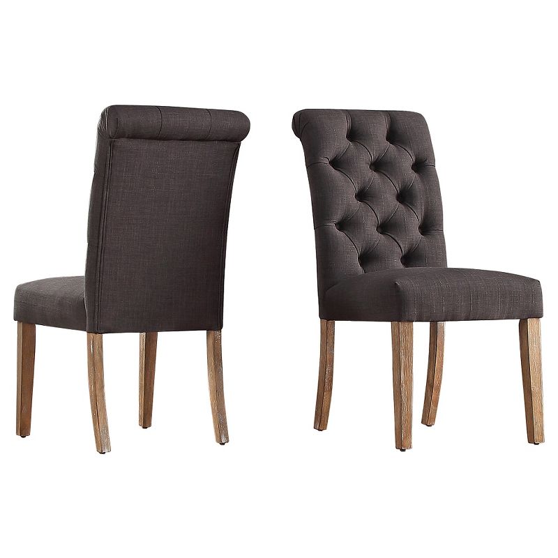 Set of 2 Gramercy Button Tufted Dining Chair Wood - Inspire Q, 3 of 13