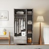 41"W 6-Door Mirror Wardrobe Clothing Armoire Storage Cabinet with Drawers, Shelves and Hanging Rail-ModernLuxe - 2 of 4