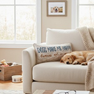 Polyester Throw Pillow Dogs Make Me Happy – 17x9 Inch by Manual Woodworkers and Weavers - 1 of 3