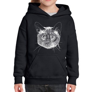 LA Pop Art Girl's Word Art Hooded Sweatshirt - Siamese Cat - 1 of 4