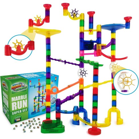 Marble Run Set Building Blocks Glass Marbles for Kids Ages 4-8