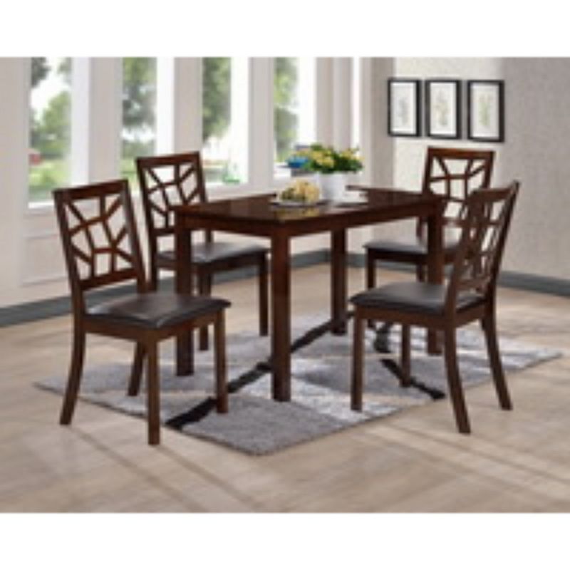 7pc Mozaika Wood and Leather Contemporary Dining Set Black - Baxton Studio, 6 of 7