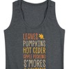 Women's - Instant Message - Fall Bucket List Leaves, Pumpkins, Hot Cider Graphic Racerback Tank - 2 of 4