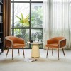 ARTPLAN Mid Century Modern Dining Chair Set of 2,Faux Leather Uphoolsted Accent Arm Chair,Walnut with Beech Feet for Dining Room/Home Office - 2 of 4