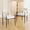Lirago Set of 2 White Medieval Modern Dining Chairs-Teddy Velvet Upholstery with Metal Legs, Easy Assembly for Home & Office - 2 of 4