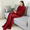 Catalonia Adult Wearable Fleece Blanket Snuggie, Super Soft Cozy Mink Micro Plush Wrap Throws Blanket Robe, Gift for Woman Man - 3 of 4