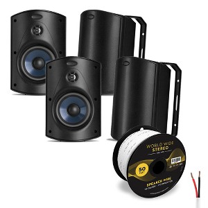 Polk Audio Atrium 5 All Weather Outdoor Loudspeaker Cable Bundle - 4 Pack (Black) - 1 of 4